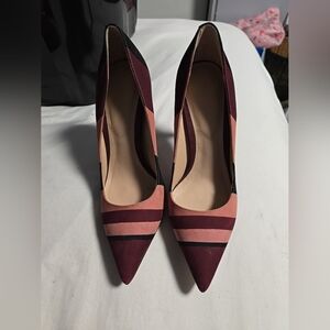 ALDO Suede High Heel Shoes * Sz 6 * Pink & Bergundy * EUC